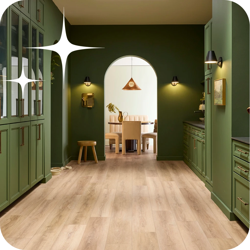 Luxury Vinyl Flooring with green furniture